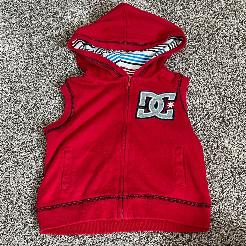 DC Baby Boy Red Zip-Up Sleeveless Hoodie Size 12 Month